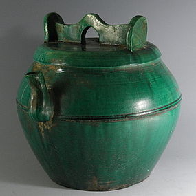 Large Chinese Green Glaze Shiwan Water Teapot