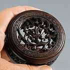 Rare Chinese Antique 19th C Hand Carved Wood Jar Lid