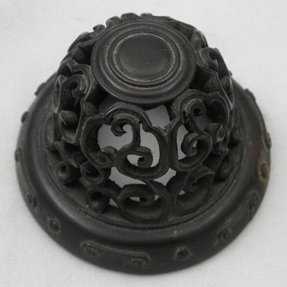 Antique Chinese Hand Carved Hardwood Jar Lid Cap