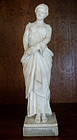 Tall Italian Alabaster Statue Standing Greek Goddess