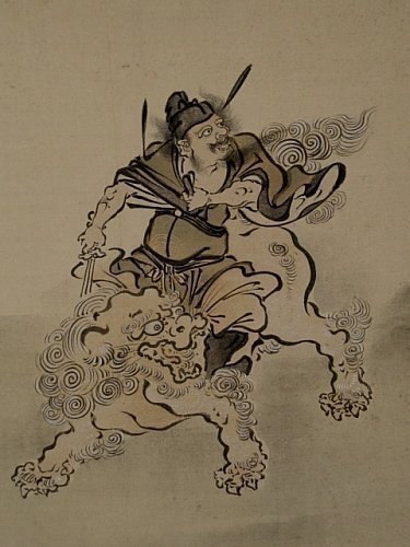 Japanese Silk Painting Shoki the Demon Slayer, 19th C