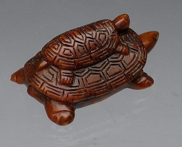 Antique Nephrite Jade Toggle Carving of Tang Turtles