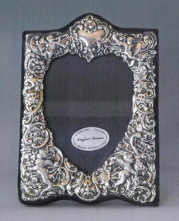 English Sterling Silver Heart Shaped Frame Ornate