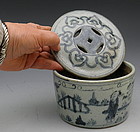 Chinese Scholar's Underglaze Blue Cricket Jar