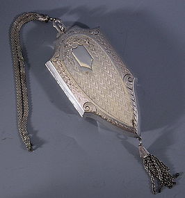 Engraved Chased Sterling Coin Purse Chatelain