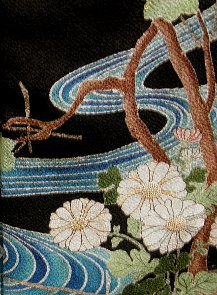 Rare Japanese Geisha's Silk Tomesode with Blue Birds