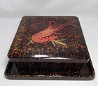 Japanese Lacquer Kashibachi Urushi Box and Tray Lobster