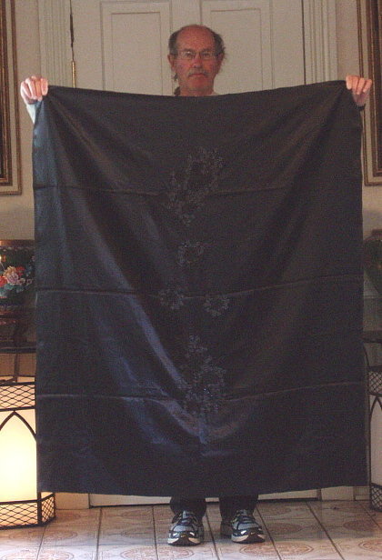 Chinese Black Seed Pearl on Silk Satin Material