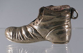 English Sterling Silver Pauper Boot Shoe Match Striker