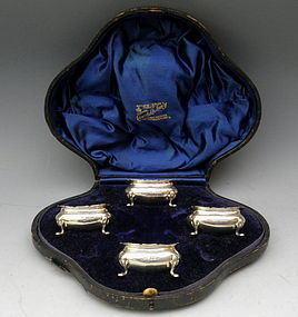 English Sterling Silver Footed Salt Cellars in Original Case
