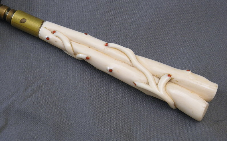 Antique Ivory Handled with Red Coral Magnifying Glass, Japanese