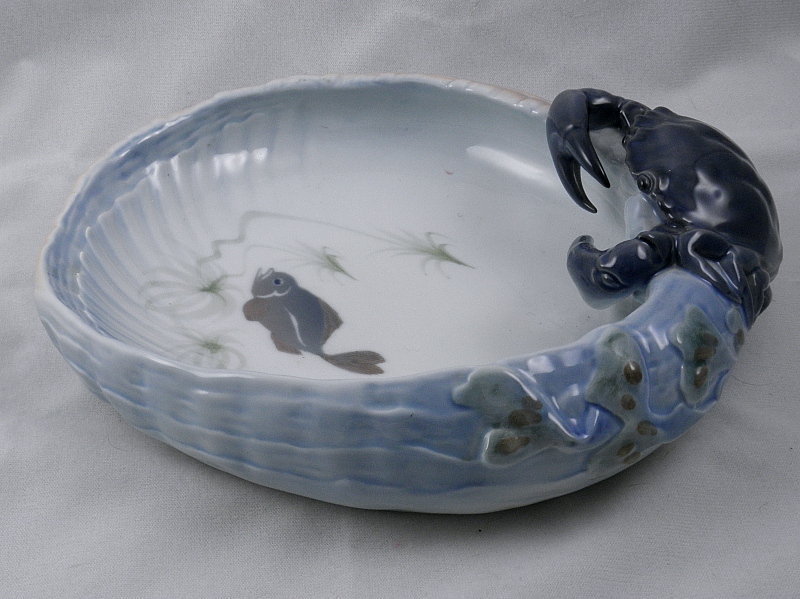Royal Copenhagen Porcelain Blue Crab Bowl Dish, 1960's Denmark