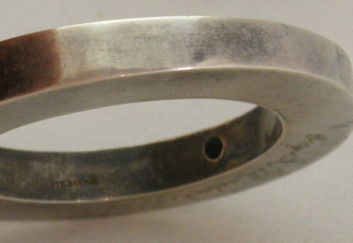 Rare Modern Scandinavian Sterling Silver Amber Bead Baby Teething Ring