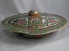 Chinese Famille Rose Medallion Covered Serving Dish with Lid, 19th C