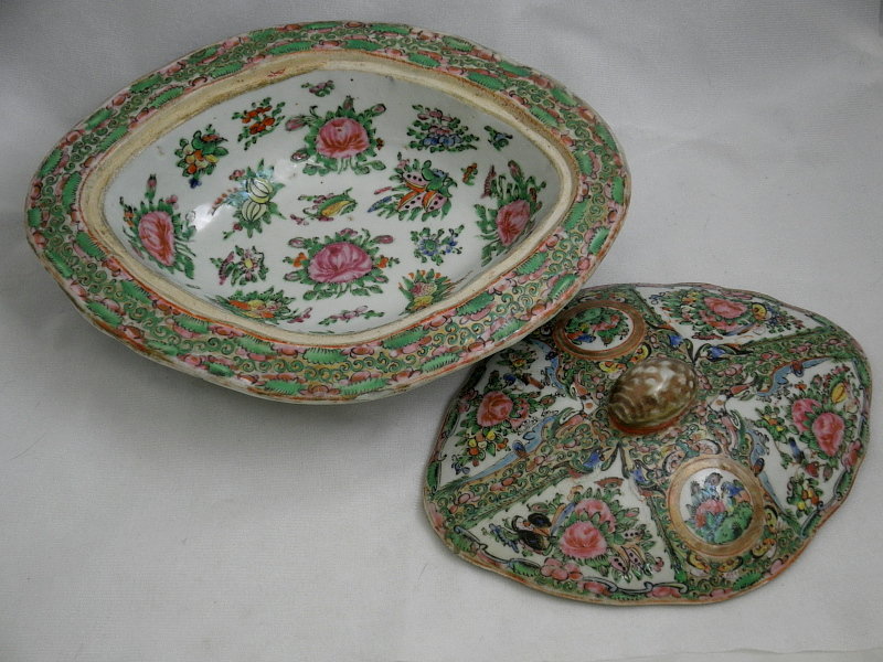 Chinese Famille Rose Medallion Covered Serving Dish with Lid, 19th C