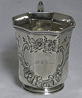 Rare American Southern Coin Silver Engraved Baby Cup, Hallmarked
