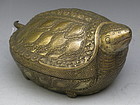 Very Large Antique Cambodian Repousse Turtle Betel Nut Box Container