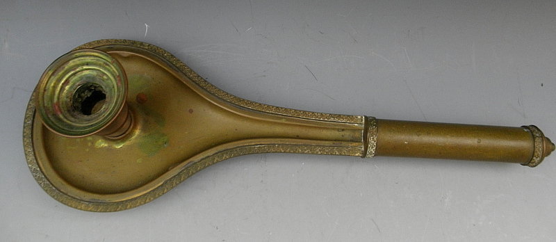 Rare 19th C Footed  French Brass Chamberstick Candle Holder