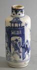 Chinese Blue White Porcelain Snuff Bottle Hunting Scene Qing Dy