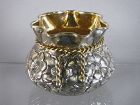 Small 900 Coin Silver Embossed Floral Basket with Gold Tie