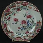 Chinese Yongzheng Famille Rose Porcelain Plate with Scroll Design