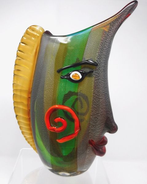 Murano Art Glass Picasso Style Head Italian Vase