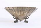 American Tiffany Fluted Bowl with 3 Dolphin Feet, Circa 1940