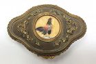 Antique Bronze French Dresser Jewelry Trinket Box with Rooster