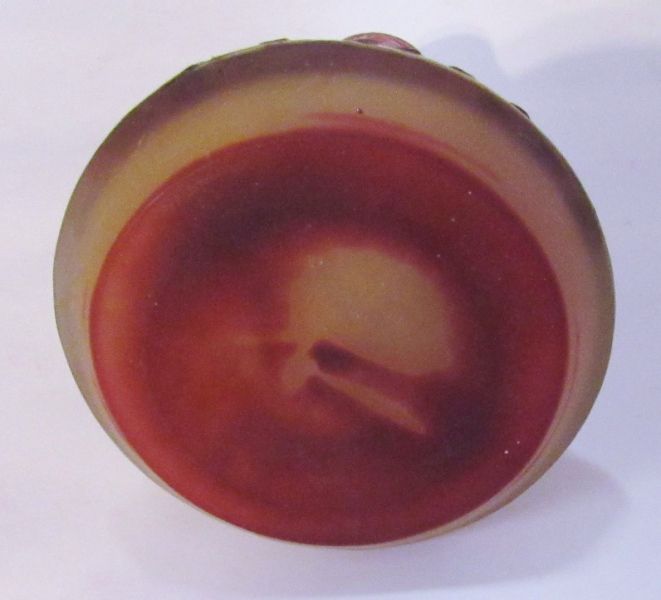 Antique Original French Emile Galle Signed Red Cameo Glass Vase