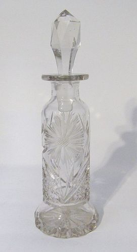 Unusual Cut Crystal Glass Perfume Bottle with Stopper