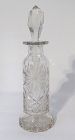 Unusual Cut Crystal Glass Perfume Bottle with Stopper