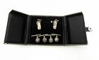 Vintage Sterling Silver Golf Bag Cufflinks with Golf Ball Studs