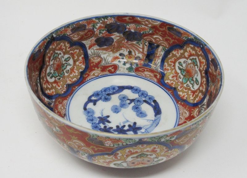 Set of 3 Japanese Arita Imari Porcelain Nesting Bowls, Meiji