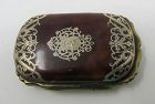 Antique Tortoise Shell Sterling Silver Ladies Hinged Sovereign Box