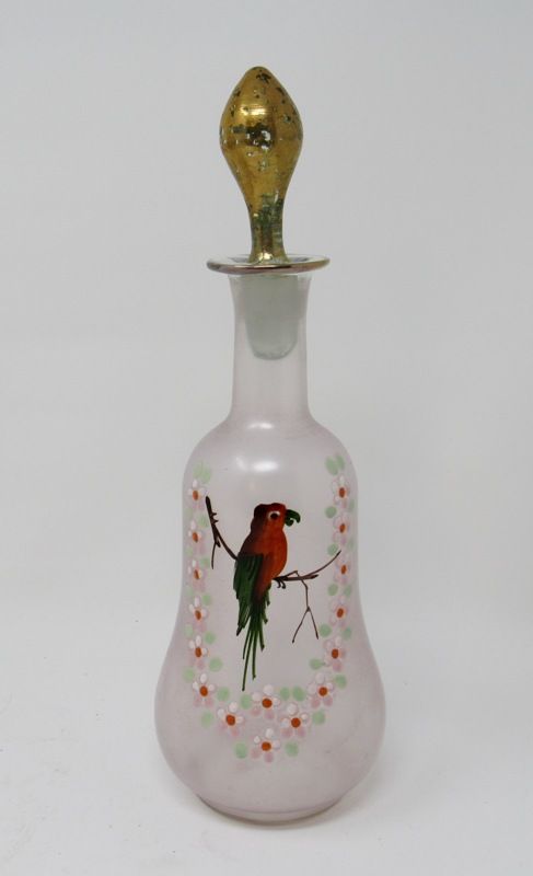 Bohemian Glass Aperitif Cordial Set, Decanter with Parrot, Tray