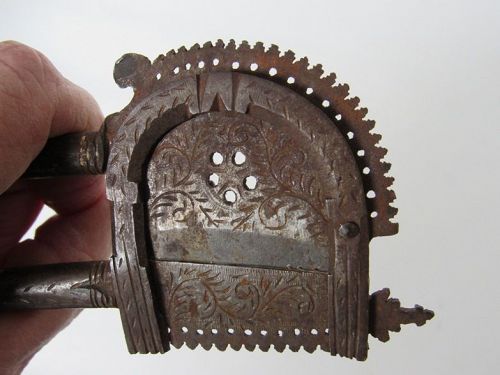 19th C Engraved Iron Asian Betel Knife Cutter