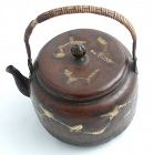 Japanese Copper Tsuiki-doki Teapot with Gold Splash
