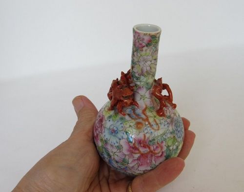 Chinese Porcelain Mille Fleur Vase with Dragon