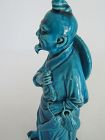 Chinese Porcelain Turquoise Glaze Figurine, Man with Fish