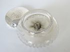 American Brilliant Cut Glass Dresser Box with Swan Down Powder Puff