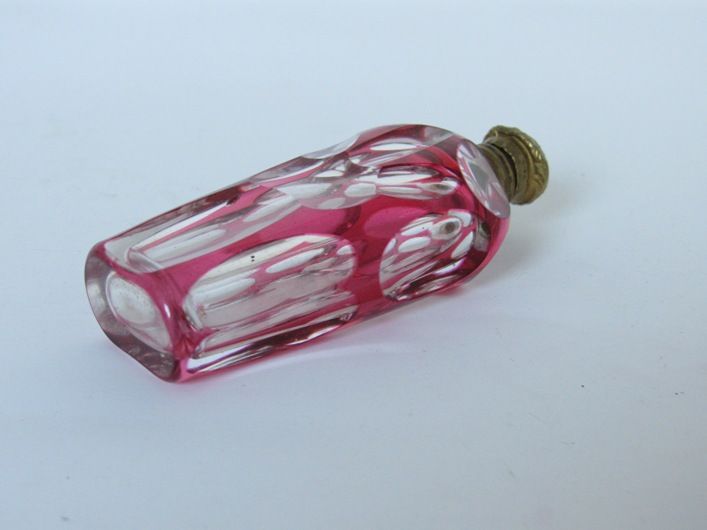 Ruby Red Cut to Clear Perfume Scent Bottle, 19th C