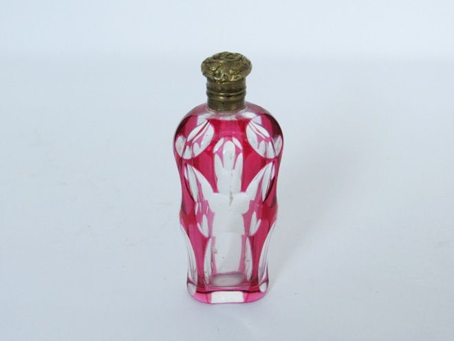 Ruby Red Cut to Clear Perfume Scent Bottle, 19th C