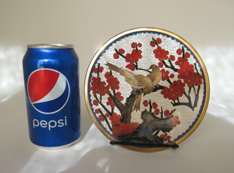 Chinese Cloisonne Dish with Birds and Plum Flowers