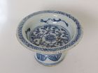 Qing Dynasty Blue and White Chinese Porcelain Stem Dish