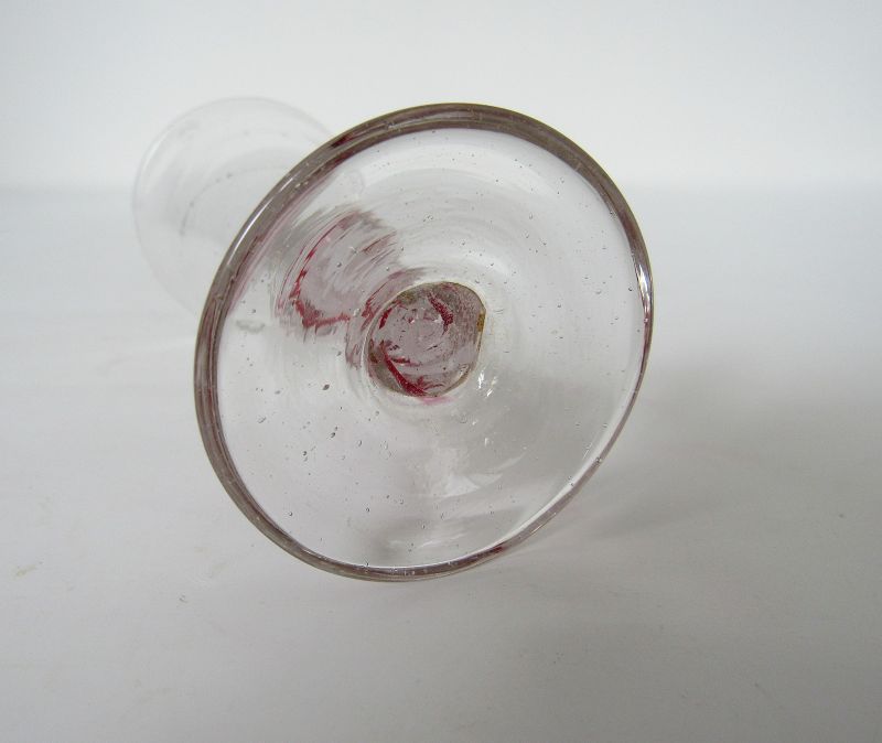 Small 18th C English Double Color Twist Over Gauze Wine Glass