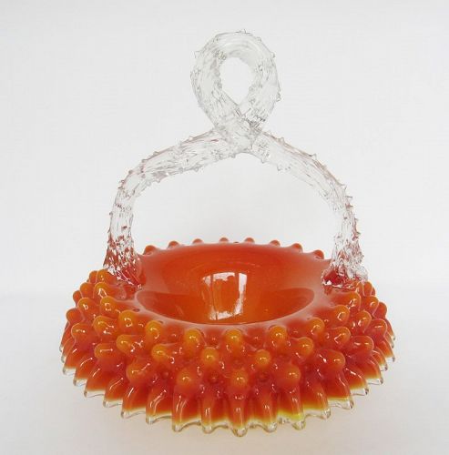 Boston & Sandwich Glass Tomato Candy Basket Thorn Handle