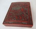 Japanese Red Lacquer Stationary Writing Box with Cranes