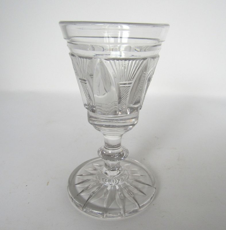 6 Antique Georgian Cut Crystal English Wine Glasses