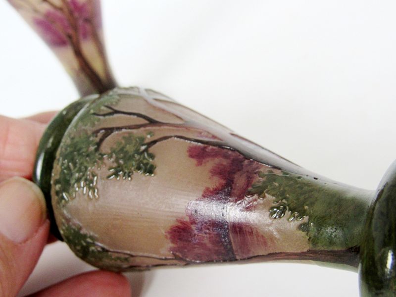 French Muller Fres Art Nouveau Etched Miniature Cameo Glass Vase
