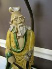 Old Chinese Pottery Tall  Shiwan Mudman Figurine Lamp